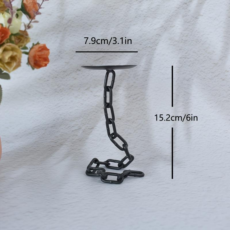 3pcs Iron Chain Candle Holders Sets Rustic Farmhouse Round Candle Holders with Iron Link Tabletop Candle Holders for Home Decor