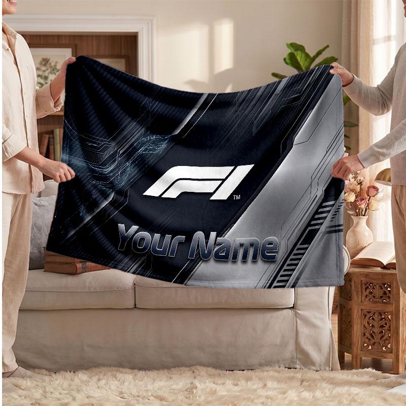 F1 Flannel Blanket, Custom Name Text Personalized Soft Throw Blanket Home Decor Gift
