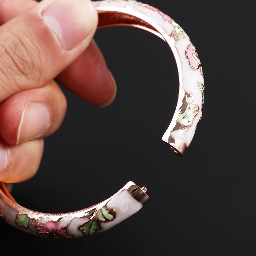Cloisonne Peony Handicraft Gifts For Women Girl Flower Accessories Bangles Jewelry Bracelet