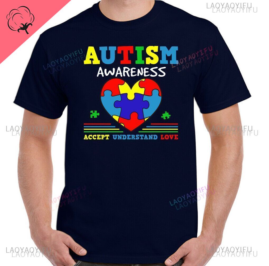 AUTISM TSHIRT Awareness Day Autistic Accept Understand Love Unisex Mens Top New Style Camisetas Hombre Fashion Graphic Tshirt