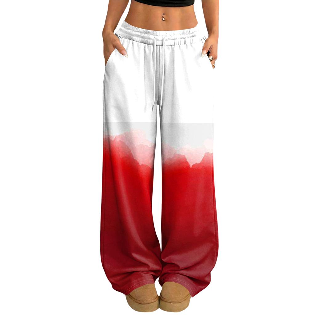 Damskie spodnie z szerokimi nogawkami, w swobodnym i modnym wzornictwie, z elastyczną talią