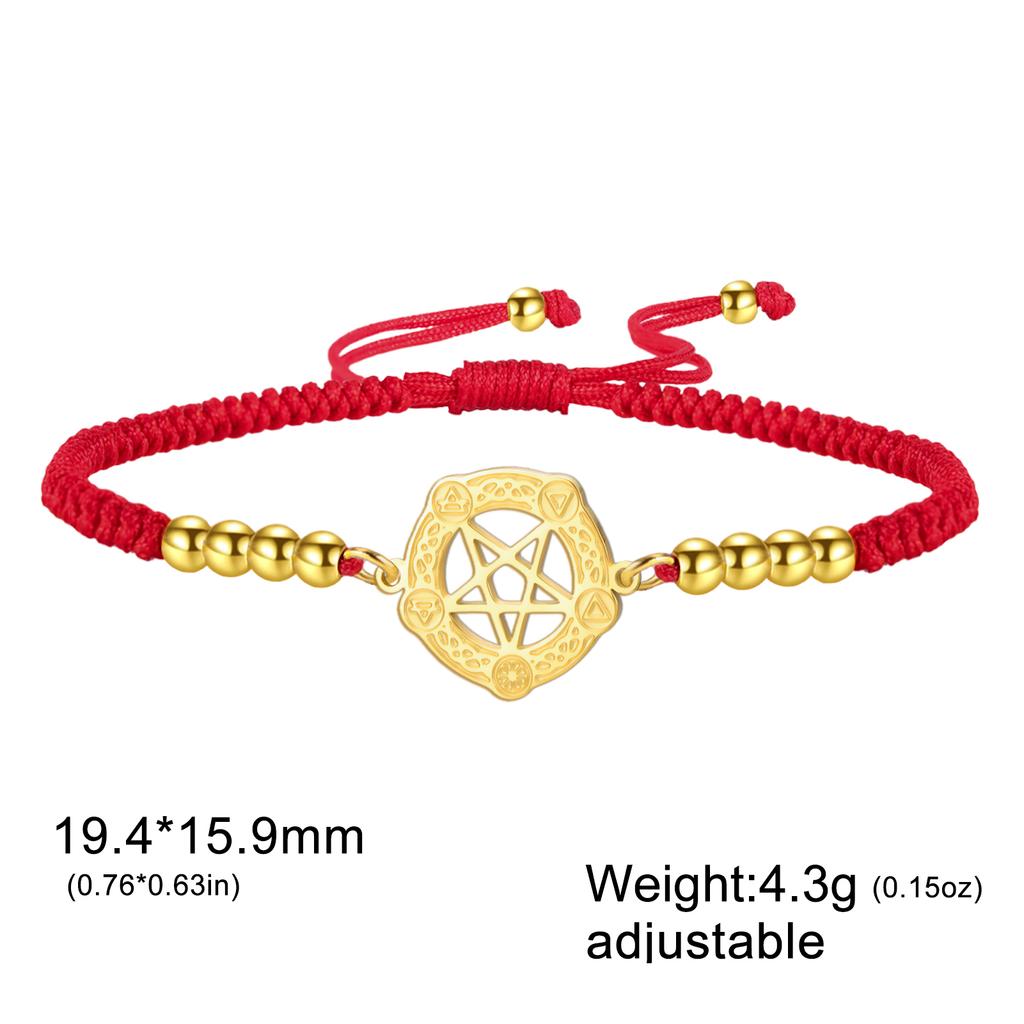Dawapara Wiccan Pentagramm Armband Verstellbare Geflochtene Seilkette Spiritueller Schutz Pentakel Edelstahl Schmuck