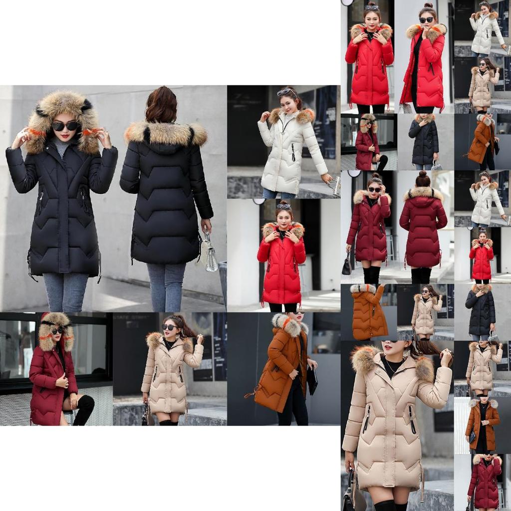 Women Slim Colorful Fur Collar Hooded Coat Jacket Parka Outwear For Ultimate Winter Warmth