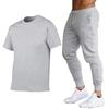 Herren Sommer Freizeit Shorts & Skinny Hosen Set - Baumwolle Rundhals T-Shirt & Lange Hosen