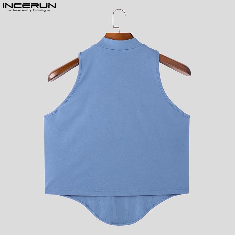 INCERUN Letnie męskie bezrękawniki nieregularne ściągacze wąskie swobodne obcisłe krótkie topy