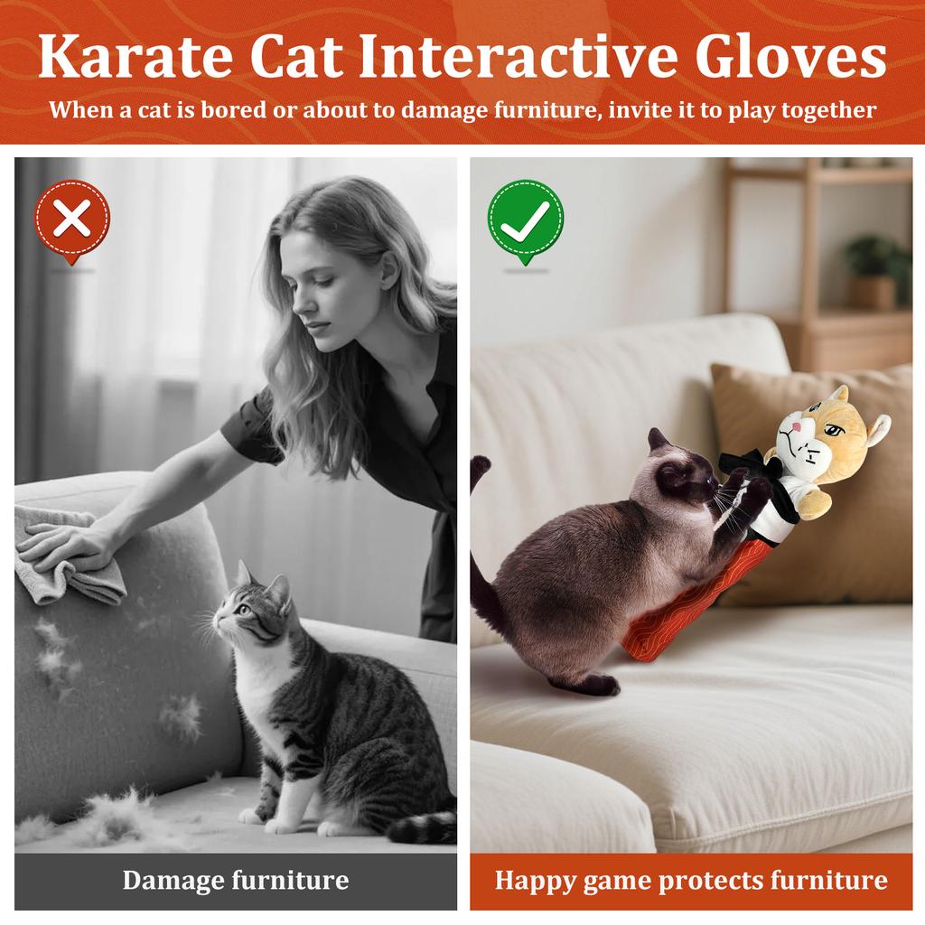 Karate Kočka Loutka Kočka Zápas Plyšová Hračka Rukavice Zvířátko Interaktivní Panenky Zábava Měkká Kočka Zápas Boxerská Rukavice Loutky na Ruku