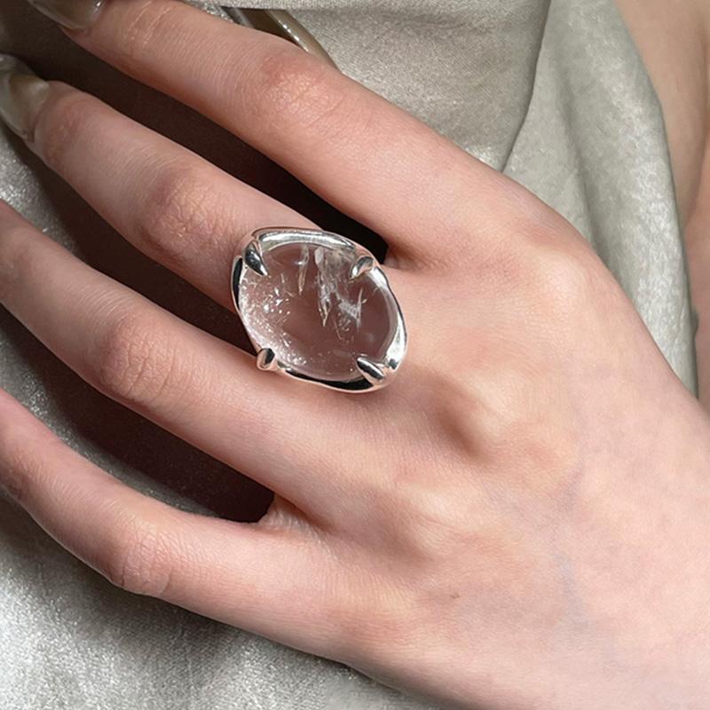 Korean Fashion New Jewelry Gift Party Wholesale Anillos Geometric Transparent Crystal Adjustable Open Rings for Women