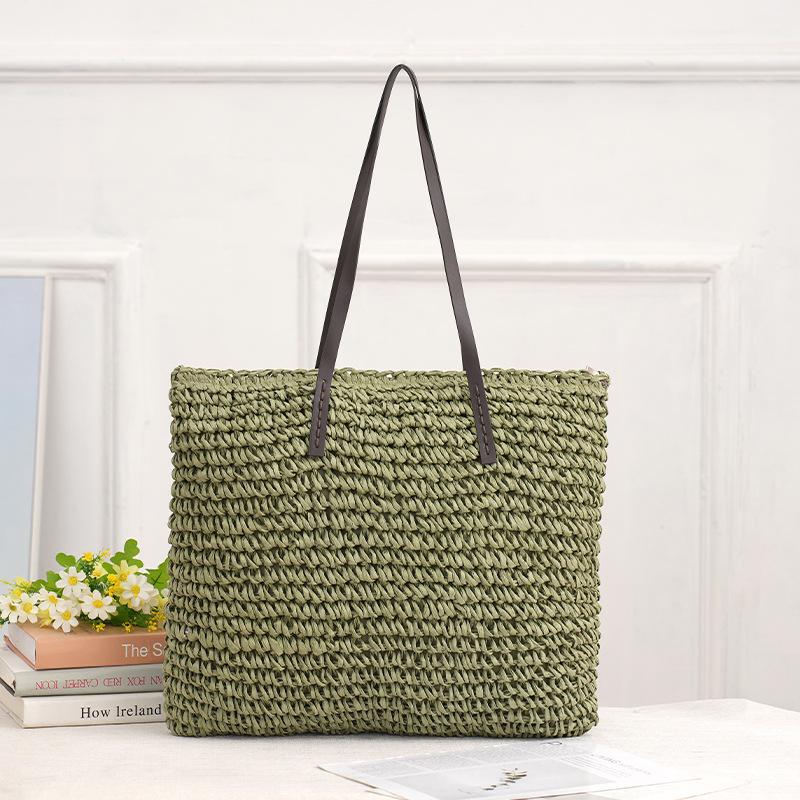 

Yogodlns Summer Hot Straw Bag For Women Large Capacity Shoulder Bag Braided Woven Handbags Travel Seaside Beach Bag Basket Bolsa 48*15*30cm