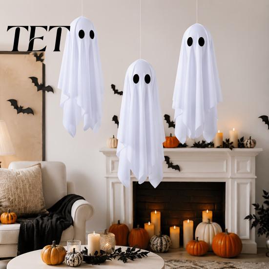 Hanging Ghost Decorations for Yard 3Pcs Halloween Decorations, Spooky Flying with Festival Atmosphere Decor Lanyard Haunted House, Outdoor,