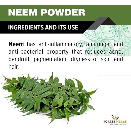 The Forest Herbs Natural Care From Nature 100% Pure Neem Leaves Powder 200 Grams (Sun Dried & Stemless) for Face, Skin, Hair Growth Pack