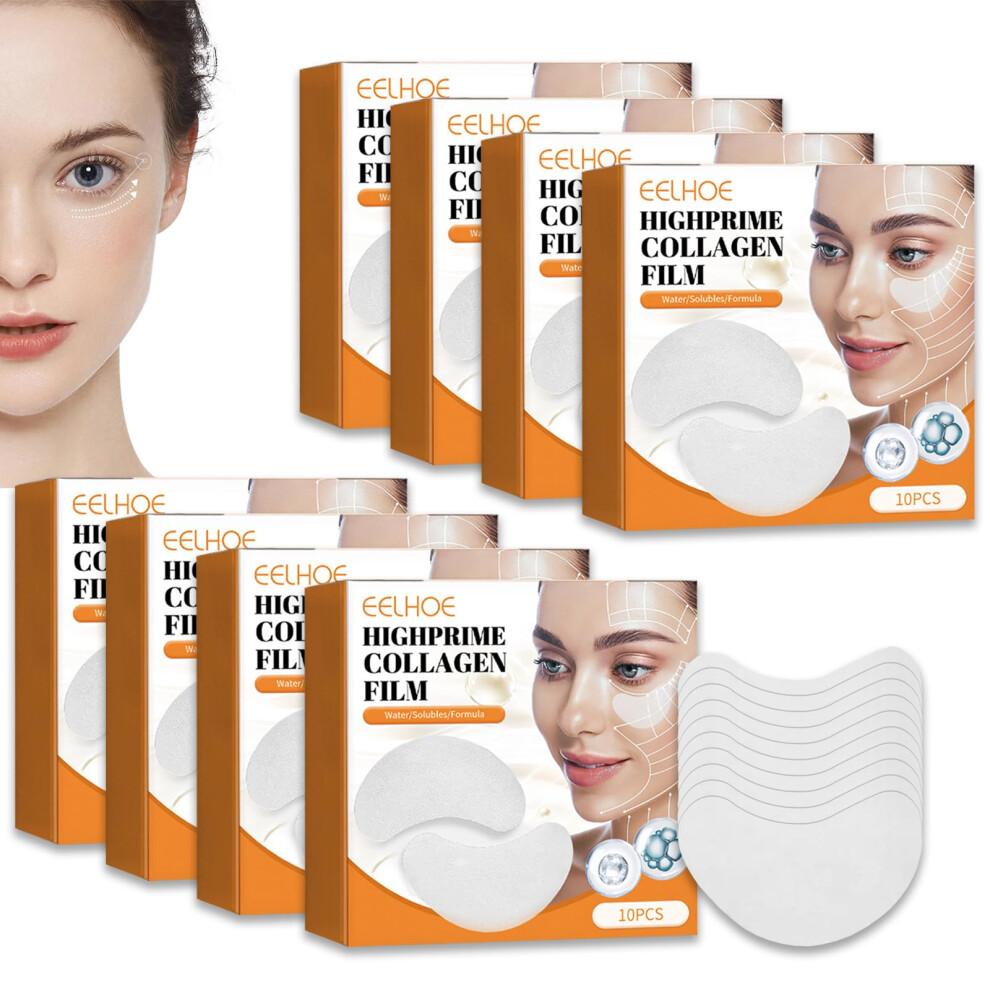 Nanofaser Kollagen Gesichts Revitalizer, Feuchtigkeitsspendende Augenmaske & Kollagenfilm für feine Linien, Koreanisches lösliches Kollagen, 8 Schachteln/40 Paar