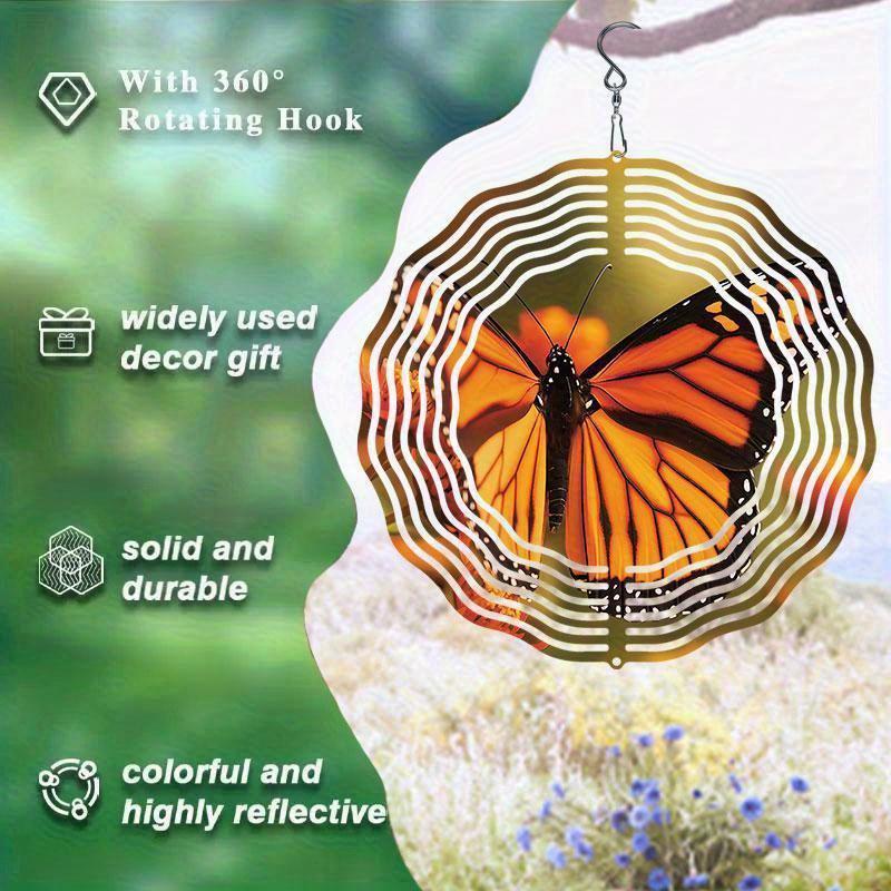 10 Inch Hanging Wind Spinner with 360 Degree Hook for Balcony Garden Decor Spring Summer Outdoor Decoration
