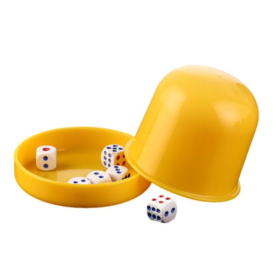 

1 набор игральных костей с подставкой, 6 игральных костей, прочный ручной шейкер, чашка для взрослых, семей, ночных баров, вечеринок, азартных игр, напитков, настольных игр, казино, оборудование жёлтый