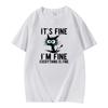 Basic MultiColor Couple Cotton ShortSleeve TShirts with Ins Viral Crazy Cat English Slogan Print for Spring and Summer