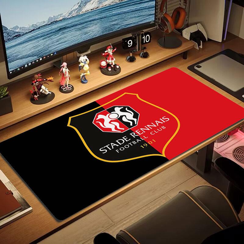 Stade Rennais FC Mouse Pad, Large Gaming Desk Mat, Non-slip XXL Mousepad for Laptop & Tablet, Mini PC Playmat with Stitched Edges