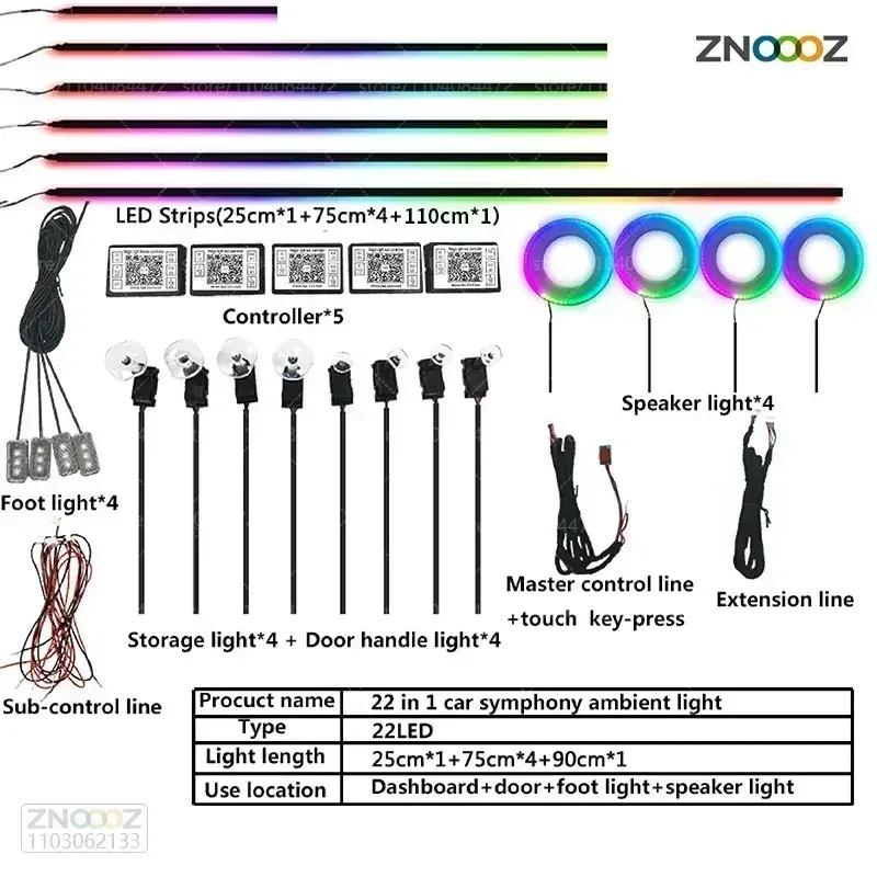For Cadillac ATS 22in1 RGB Car Interior Acrylic Car Ambient Lights RGB Hidden Acrylic Strip Decoration Atmosphere Accessories