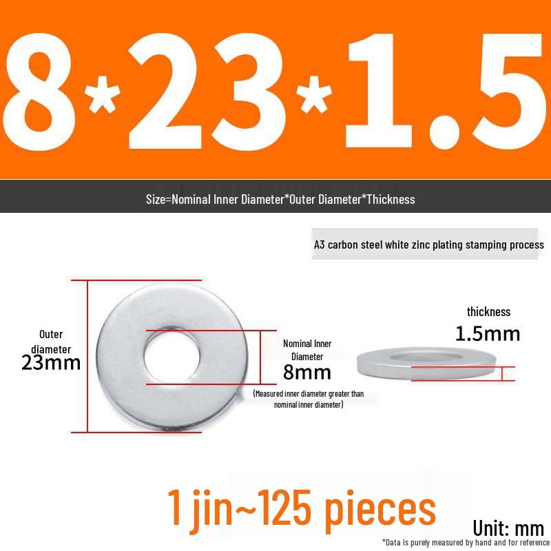 Extra Large Galvanized Metal Flat Washer - Thickened Round Screw Washer M6-M16