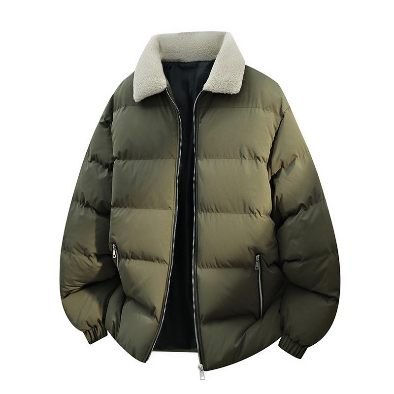 2025 Winter Herren Trendige Dicke Baumwolljacke mit Schönem Pelzkragen und Stehkragen