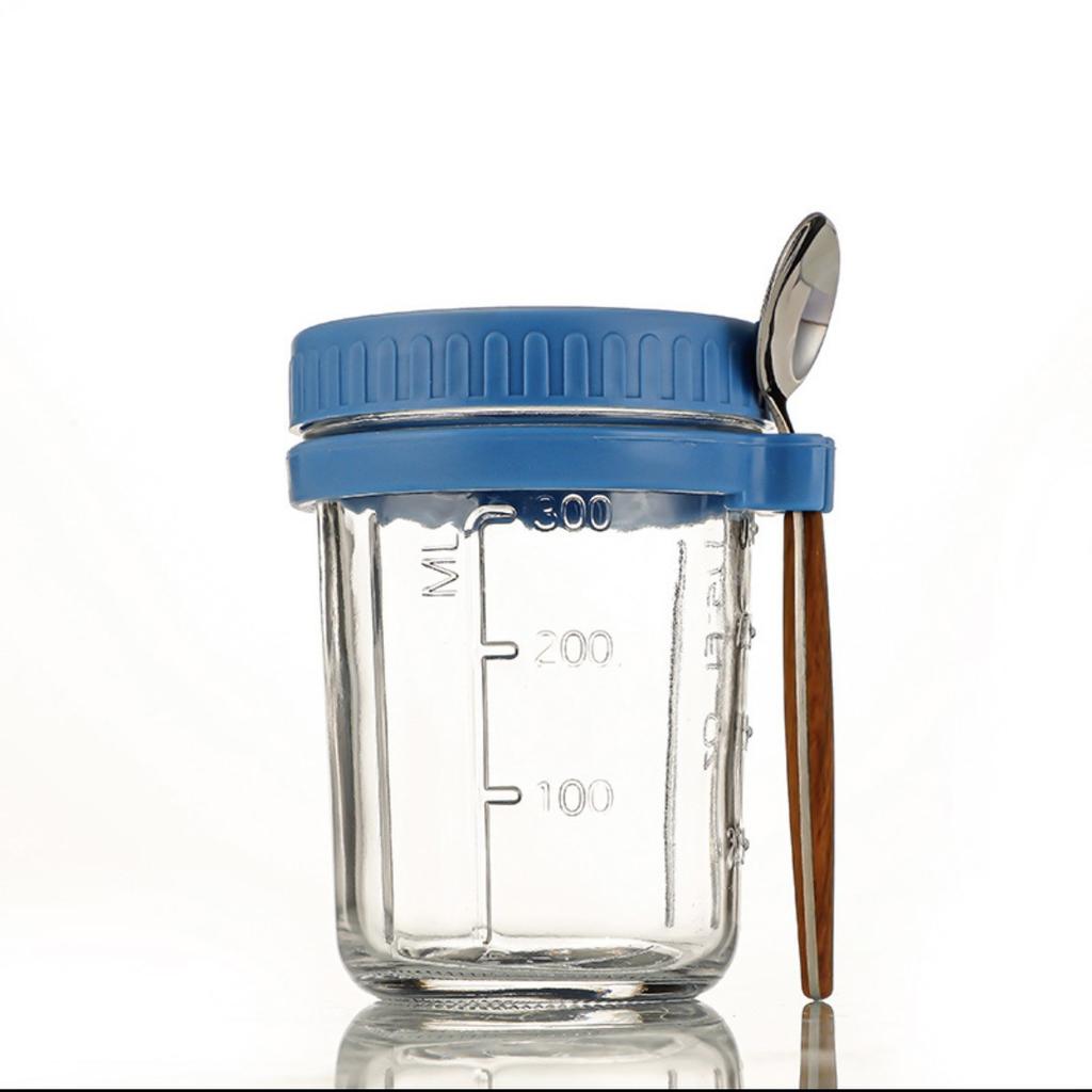 1 pièce Contenant pour porridge de nuit Lait Salade de fruits Rangement alimentaire Bocaux en verre Portables Tasses à petit-déjeuner pour céréales Bouteille d'eau Article de cuisine