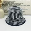 Lazy Wind Contrasting Color Knitted Bucket Hat Plaid Breathable Sun Hat Showing Small Face Foldable Versatile Basin Hat Women