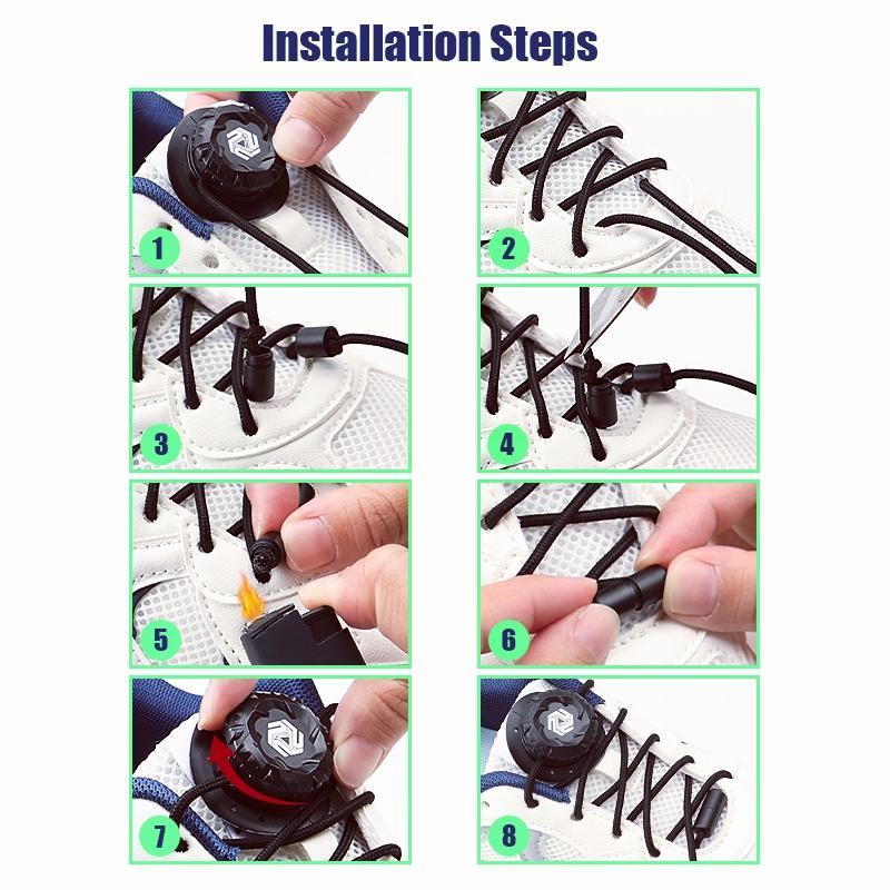 New Automatic Shoelaces Without Ties Install Simple Swivel Buckle Laces Thick Rope Sneakers Shoelace Shoe Accessories 1Pair