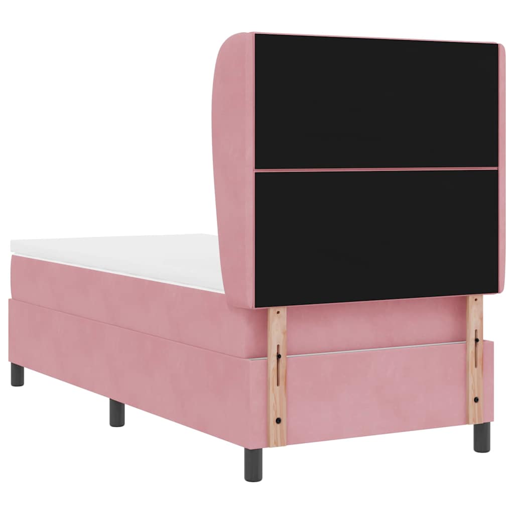 Box Spring Bed with Mattress and Headboard Pink 190 x 90 cm Velvet