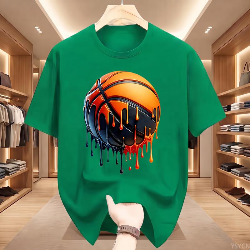 Unisexs Dripping Basketball Graphic TShirt Streetwear Hip Hop Tee Oversized Fit WHITE Top for Unisex Trendy Summer Style