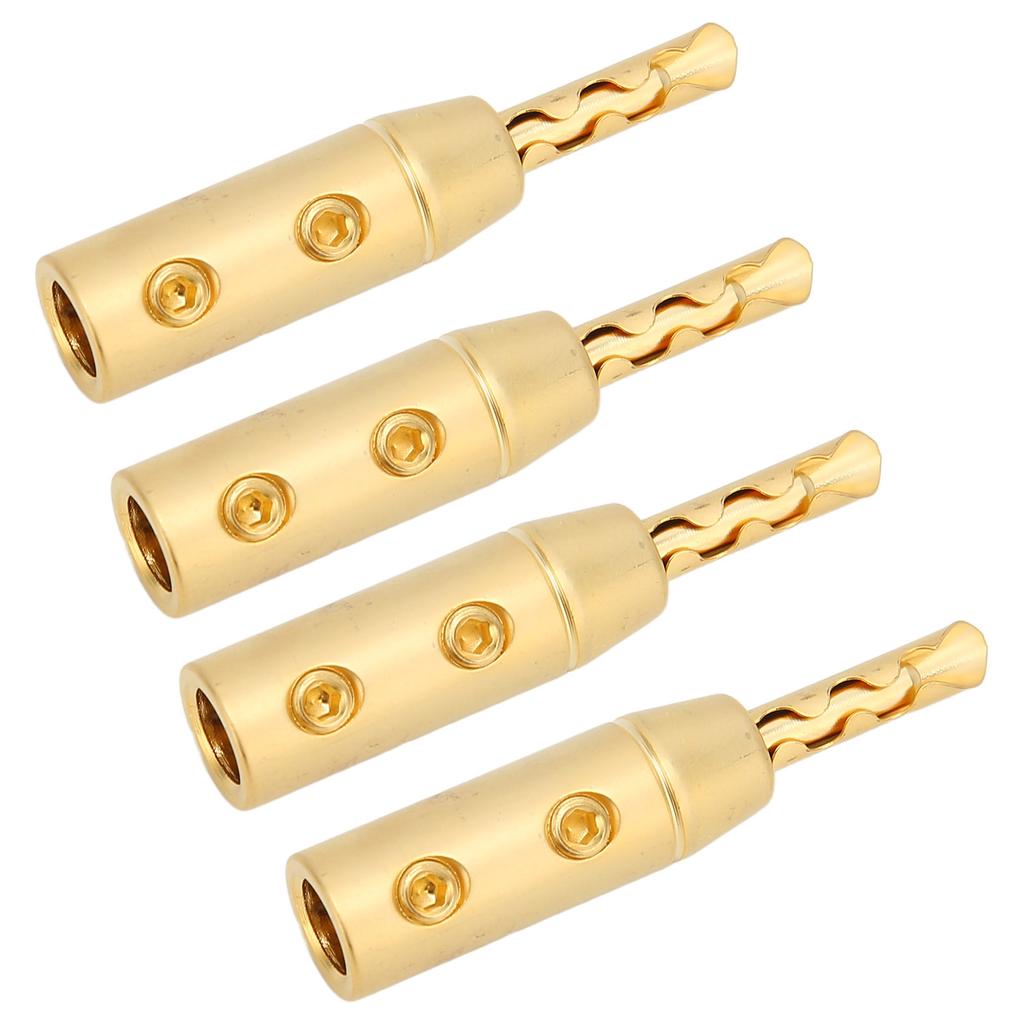 4pcs BFA Banana Plug Brass Gold Plated Open Screw Speaker Wire Connectors for 7mm Cable Diameter
