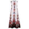 A Retro Printed Loose V-neck Sleeveless Pocket Summer Floor-length Dress