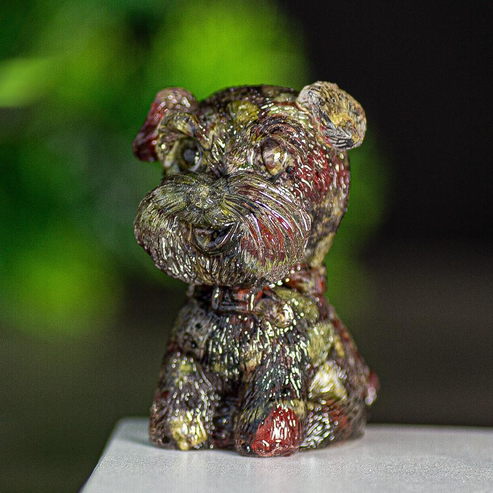Resin Schnauzer Figurine With Natural Crystal Fill For Desk Decor And Gift Giving