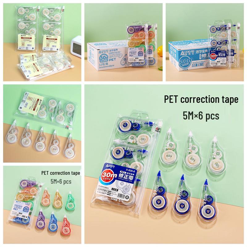 6-Pack Large Capacity 30m Correction Tape for Students
