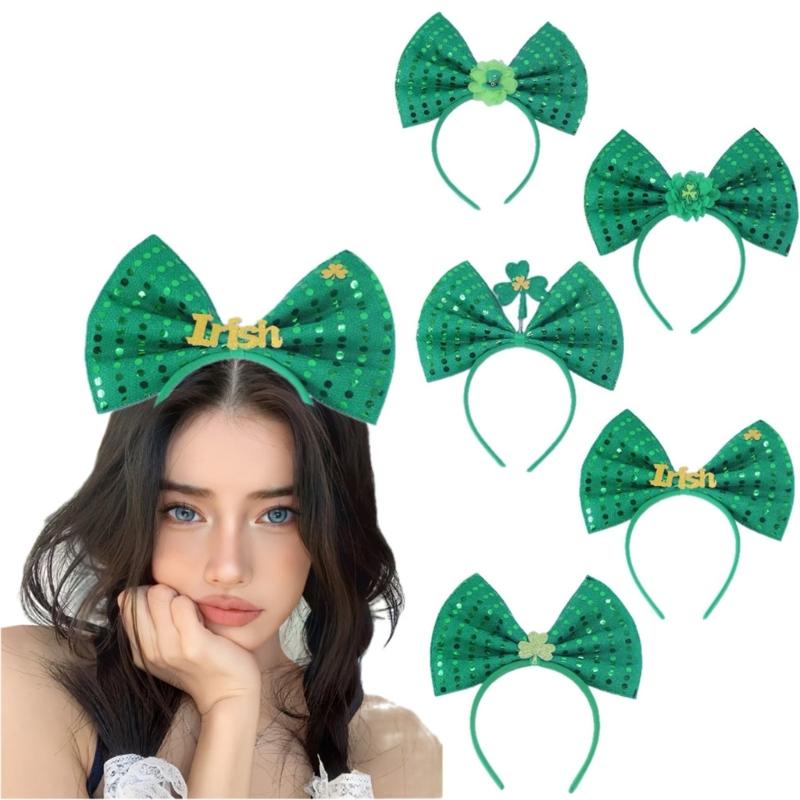 Irish Leprechaun Bowknot Hair Hoop Fashion Statement Karaoke Party Leprechaun for Irish Day Stage Photo Props