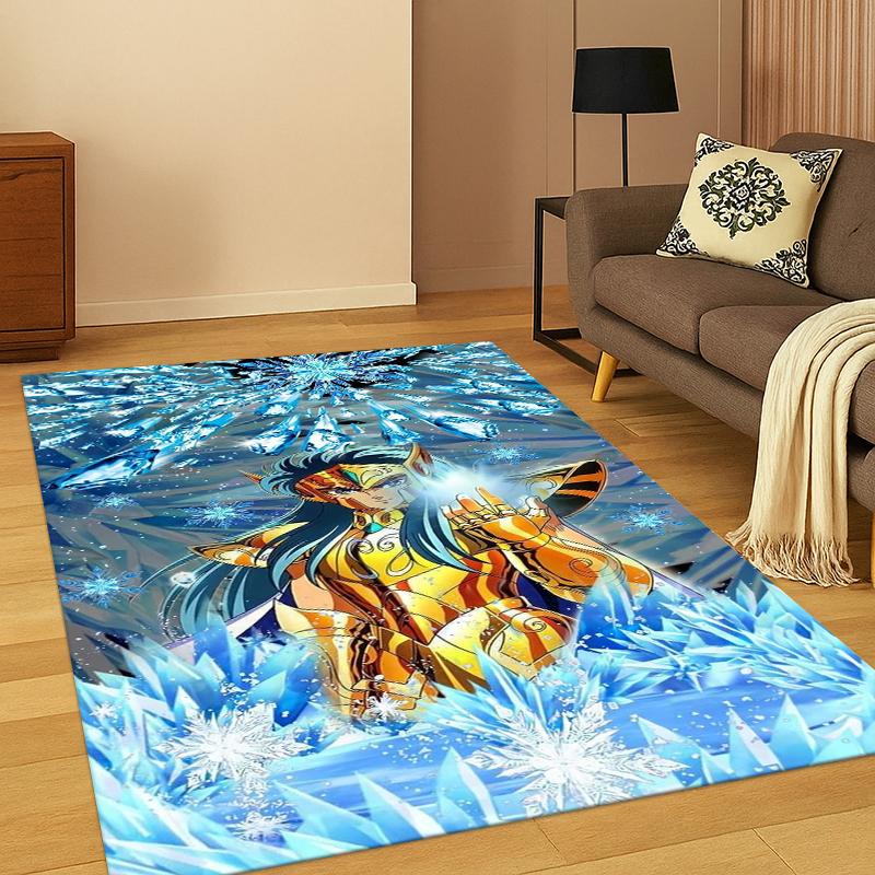 Cartoon Saint Seiya Anime Carpet Rug for Bedroom Living Room Sofa Playroom Doormat Home Decor,Kid Game Area Rug Non-slip gift