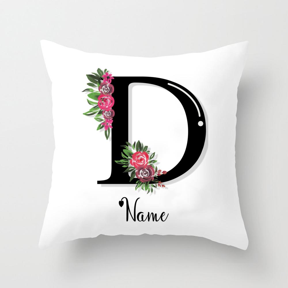 Персонализированная наволочка с именем цветком и буквами алфавитный принт чехол для пыли украшение для спальни белая квадратная наволочка 1475₽