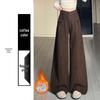 Women's Coffee Corduroy High-Waisted Wide-Leg Pants, 2026 Spring Collection