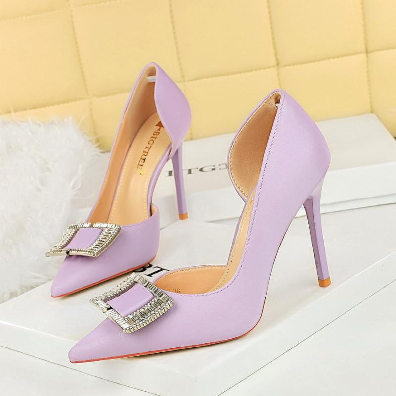 

Мода Европейская и Американская Мода Банкет Высокие Каблуки Тонкие Каблуки Супер Высокие Каблуки Атласный Бок Пустой Металлический Острый Носок Одинарные Туфли 35 светло-фиолетовый