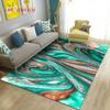 Nordic Marble Texture Goldren Cyan Area Rug Large,Carpet Rug for Living Room Bedroom Sofa Doormat Decor,Kid Non-slip Floor Mat