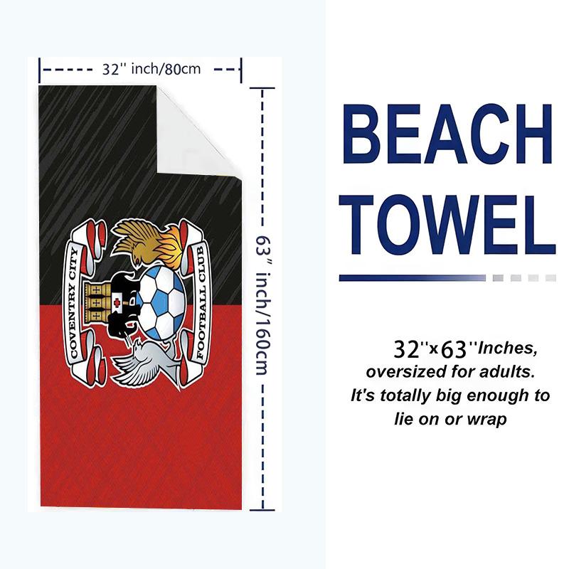 Coventry City Print Beach Towel, Large Soft Quick Dry Towel for Beach Camping Swimming
