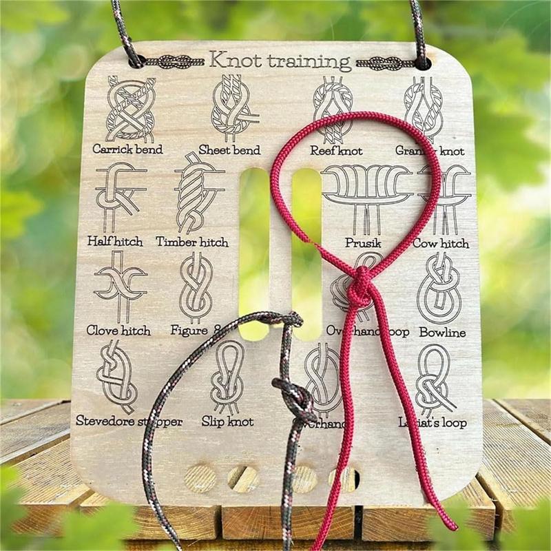 Knot Tying Practice Board Kit Learn Knot Training Board with Stand & 3 Ropes Set