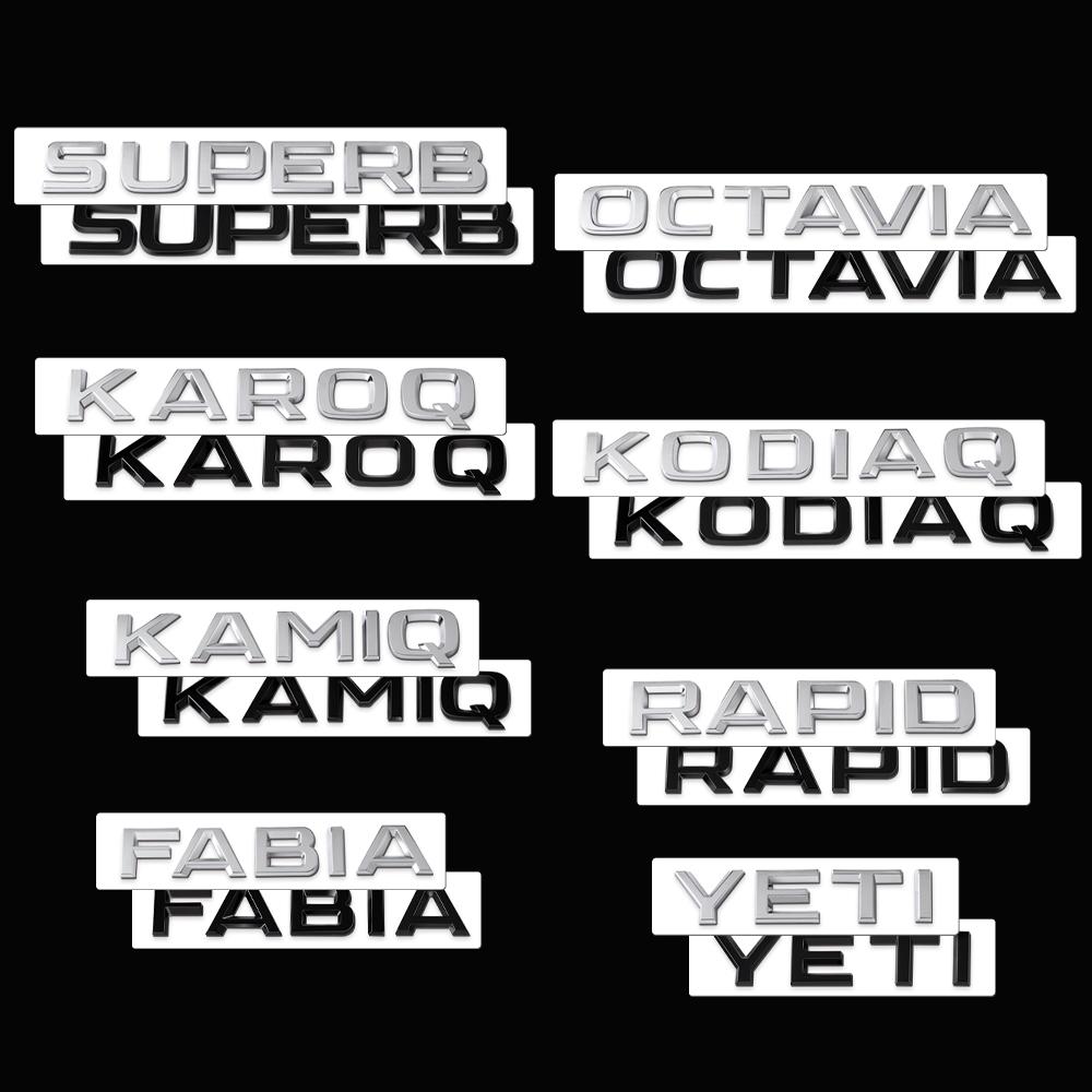 ZDVK6 Car Styling Emblem Body Trunk Sticker Decal Exterior Accessories For Skoda Fabia Kamiq Karoq Kodiaq Octavia Rapid Superb YETI