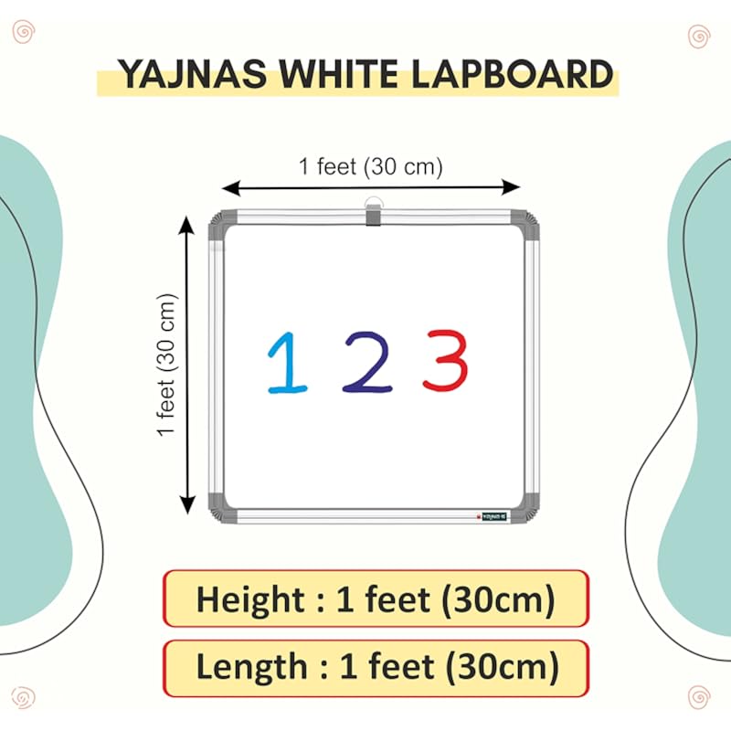 Yajnas 1X1 Feet /28X28 Cm Non Magnetic White Board With Chalk Board, Heavy-Duty Aluminium Frame, Green White Board (Pack