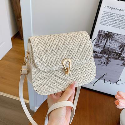 Woven Fashion Spring Versatile Shoulder Messenger Bag Lock Foreign Style Small Square Bag