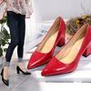 High heels women's new women's shoes spring pointed head shallow mouth single shoes women's thick heel middle heel fashion shoes size 43