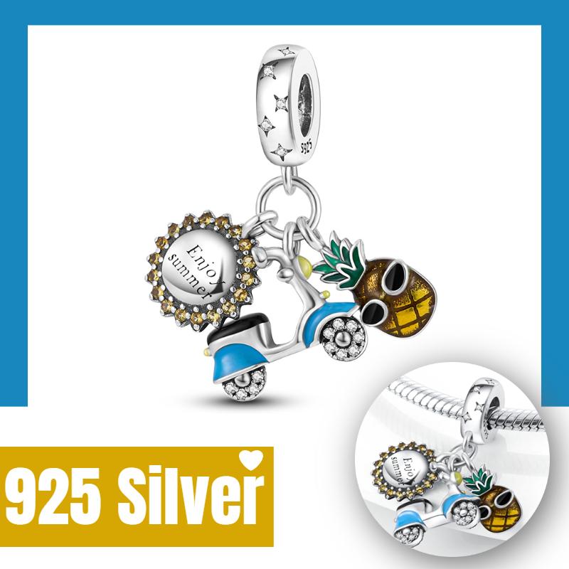 New Summer Fruit Cherry Strawberry Watermelon Charms Fit Bracelets Necklace Beads Diy Copper Women Jewelry Making