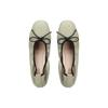 Advanced Sheepskin Version~ Grape Mother Same Gentle Bow Square Head Shallow Mouth Flat Bottom Soft Sole Ballet Single Shoe Women