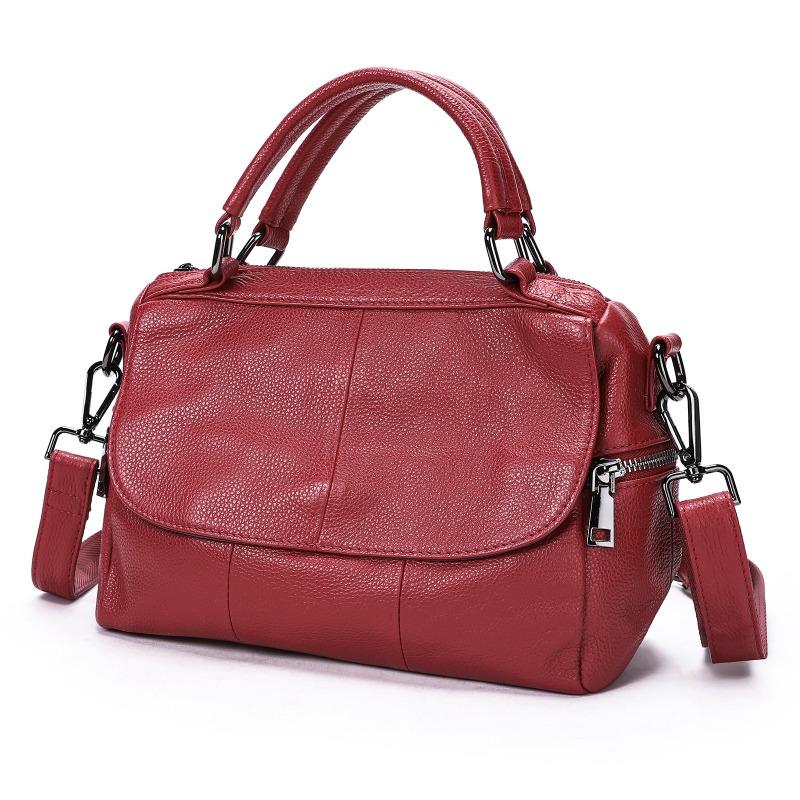 Genuine Leather Women's Bag Large-capacity Top-grain Cowhide Single-shoulder Crossbody Bag Casual Soft Leather Handbag