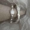 2 Stück schlichter, dünner, quadratischer Kristall-Zirkon-Ring für Frauen, Hochzeit, Schmuck, Geschenke, glänzender Zirkonia, geometrische Kette, verstellbarer Ring