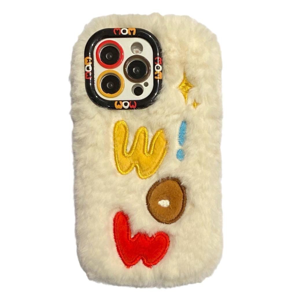 Plush WOW Mobile Phone Case for Apple 16PROMAX Lens Holder 14 Fine Holes 12 Girl Winter 14PRO