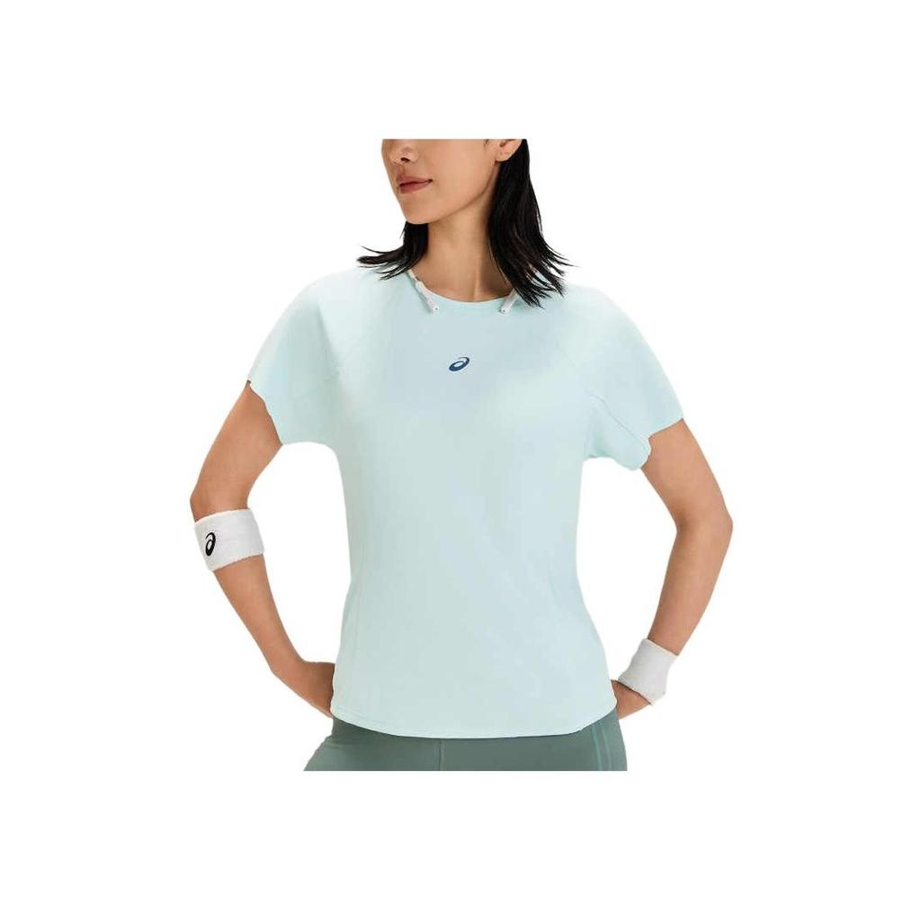 Asics D.Fresh Sports Lifestyle Series Brand Logo Solid Color Quick-Dry Breathable Short Sleeve Batwing T-Shirt Women Tops Light-Green 2012D256-400