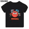Hot Sale Red Ball 4 Print Cartoon Kids T-shirt Funny Girls Clothes Baby Boys Black Short Sleeve T Shirt Children Tops